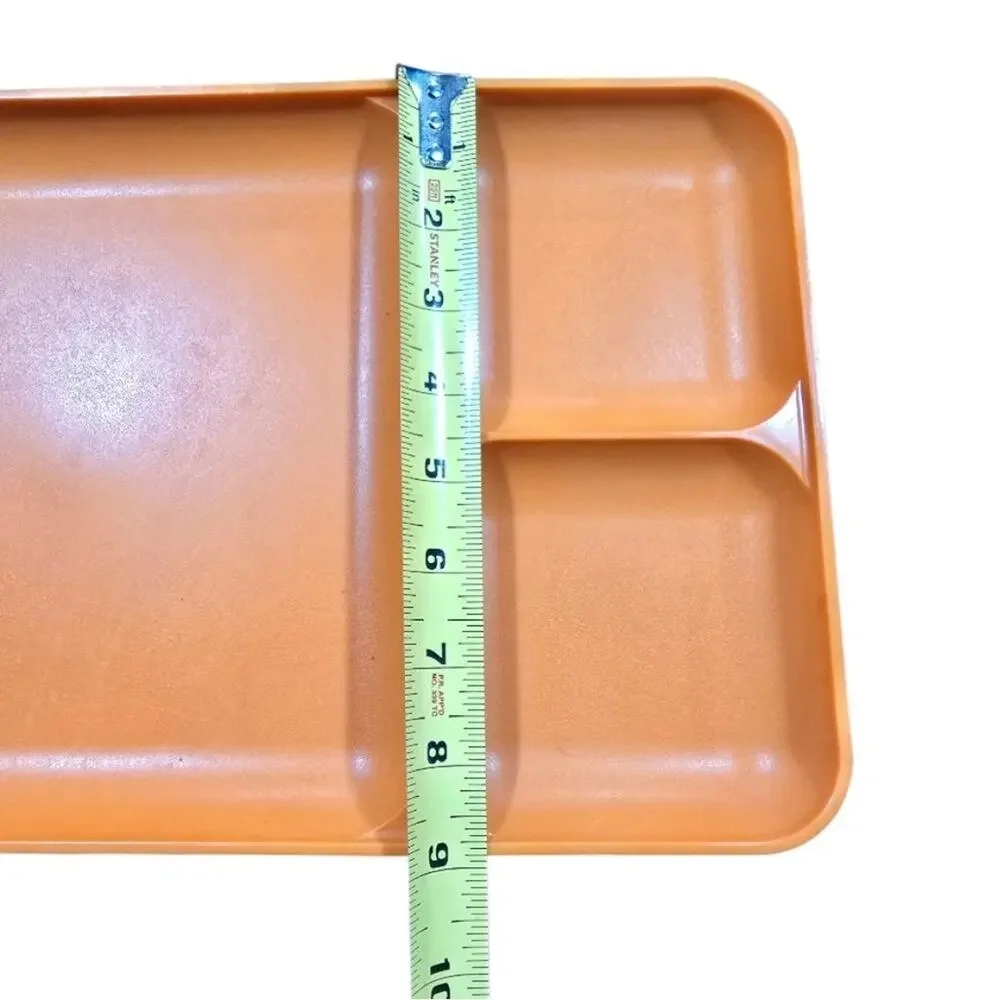 Vintage Tupperware Divided Cafeteria Trays Set of 2 Orange Plastic 15x9 4Section